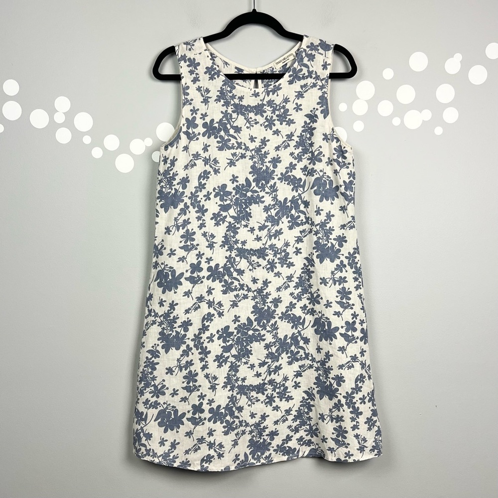 Terzo Millennio Linen Floral Sleeveless Shift Dress Size S
